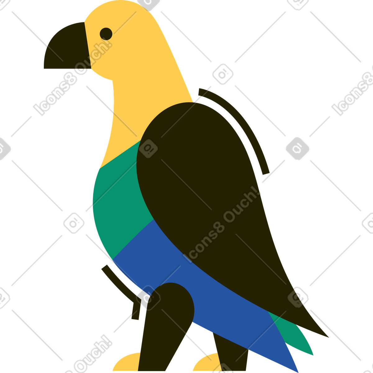 Ilustración Loro en estilo Spot a descargar en PNG y SVG