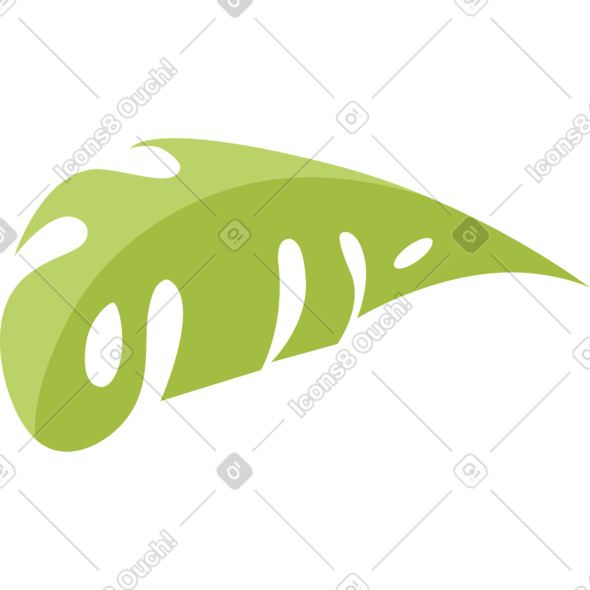 Illustration Monstera green leave dans le style Lagom à télécharger aux formats PNG, SVG