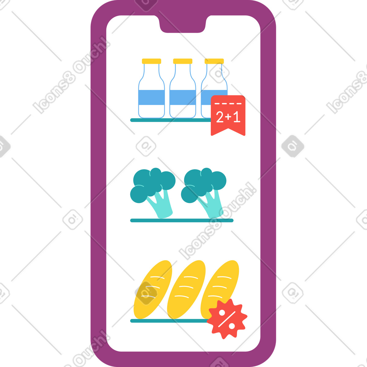 Mobiler laden mit lebensmittelartikeln-Illustration im Sammy-Stil als Download in PNG, SVG