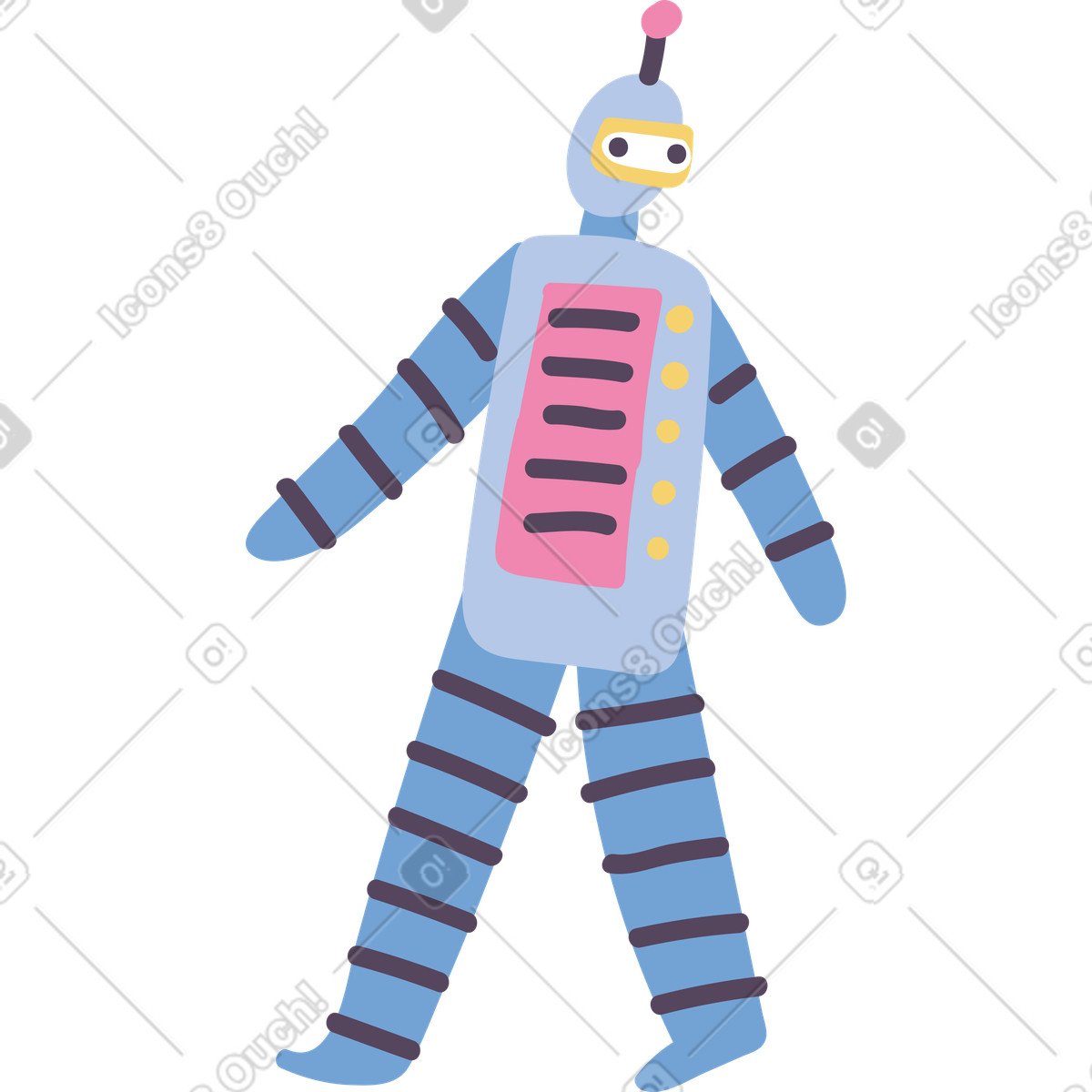 Roboter-Illustration im Pluto-Stil als Download in PNG, SVG