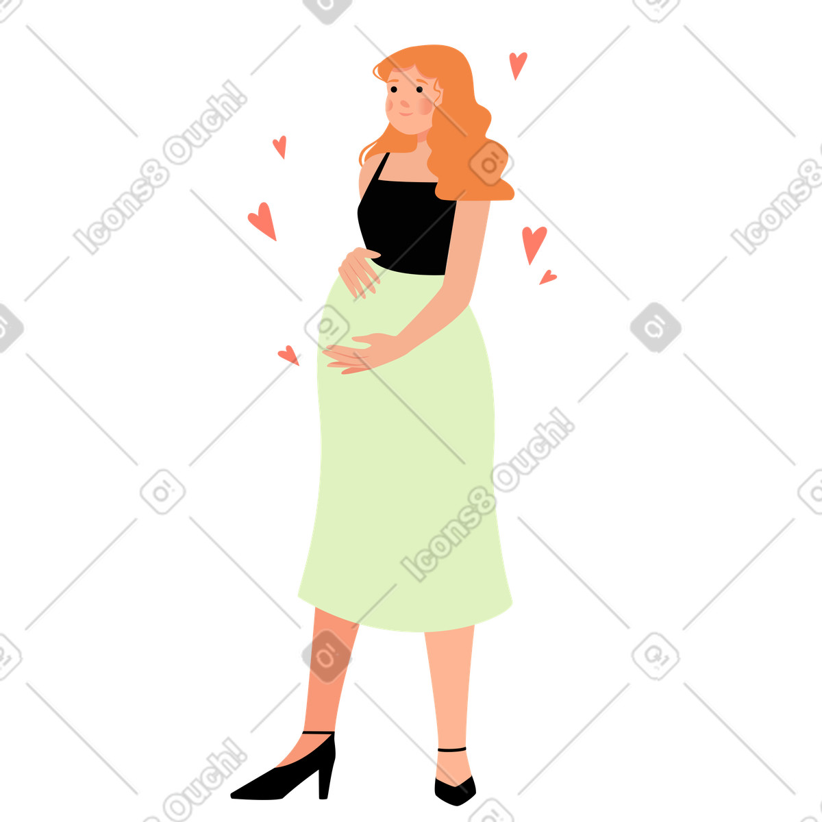 Lagom 스타일의 Expectant mother holding pregnant belly, Expecting baby or motherhood 일러스트레이션 PNG, SVG 다운로드