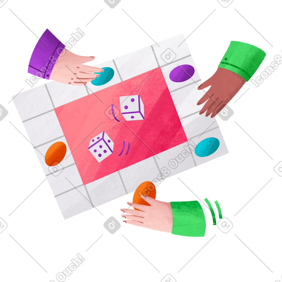 Giocare a giochi da tavolo con la famiglia illustrazione in stile Bonbon scarica in PNG, SVG
