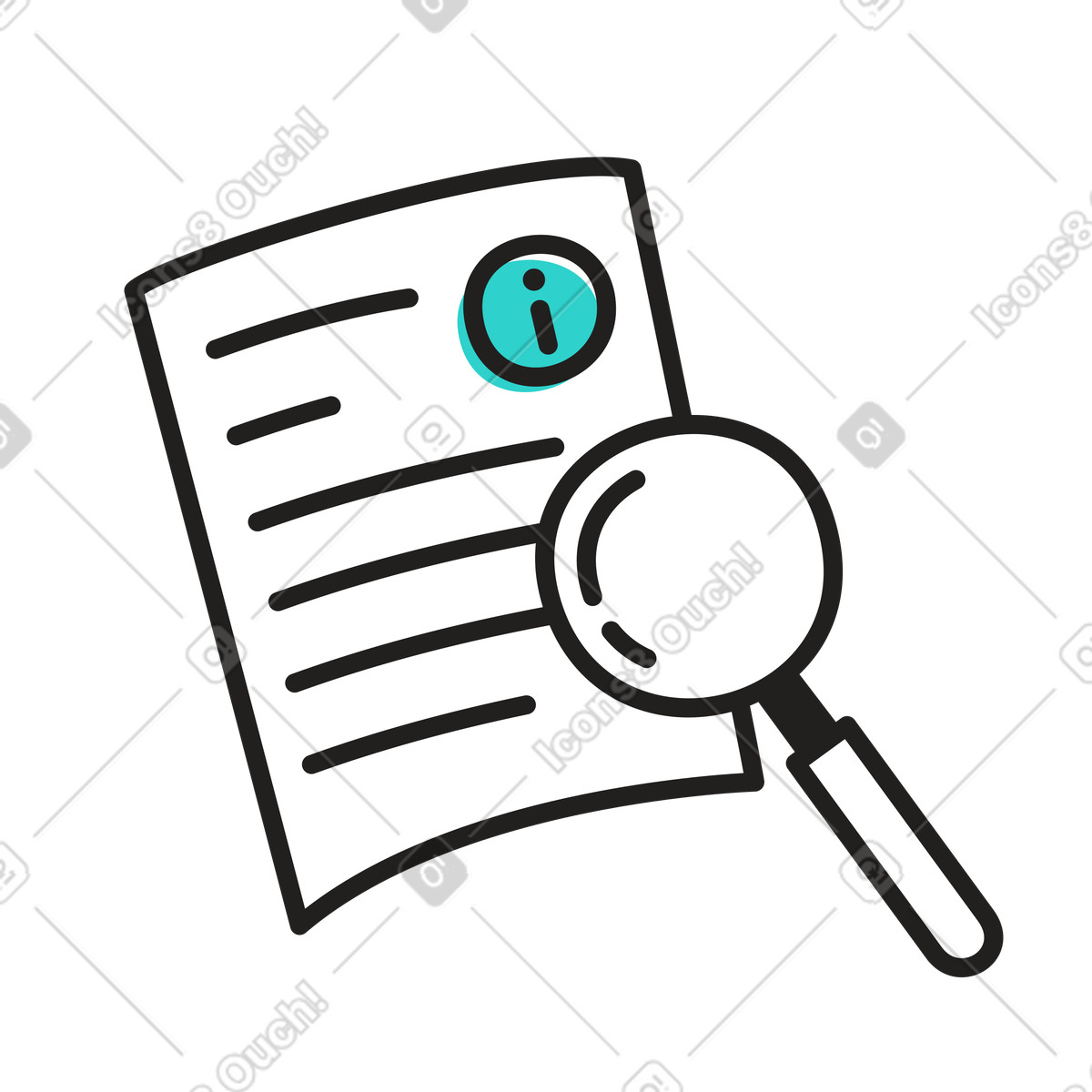 Searching for detailed information with magnifier illustration in PNG, SVG