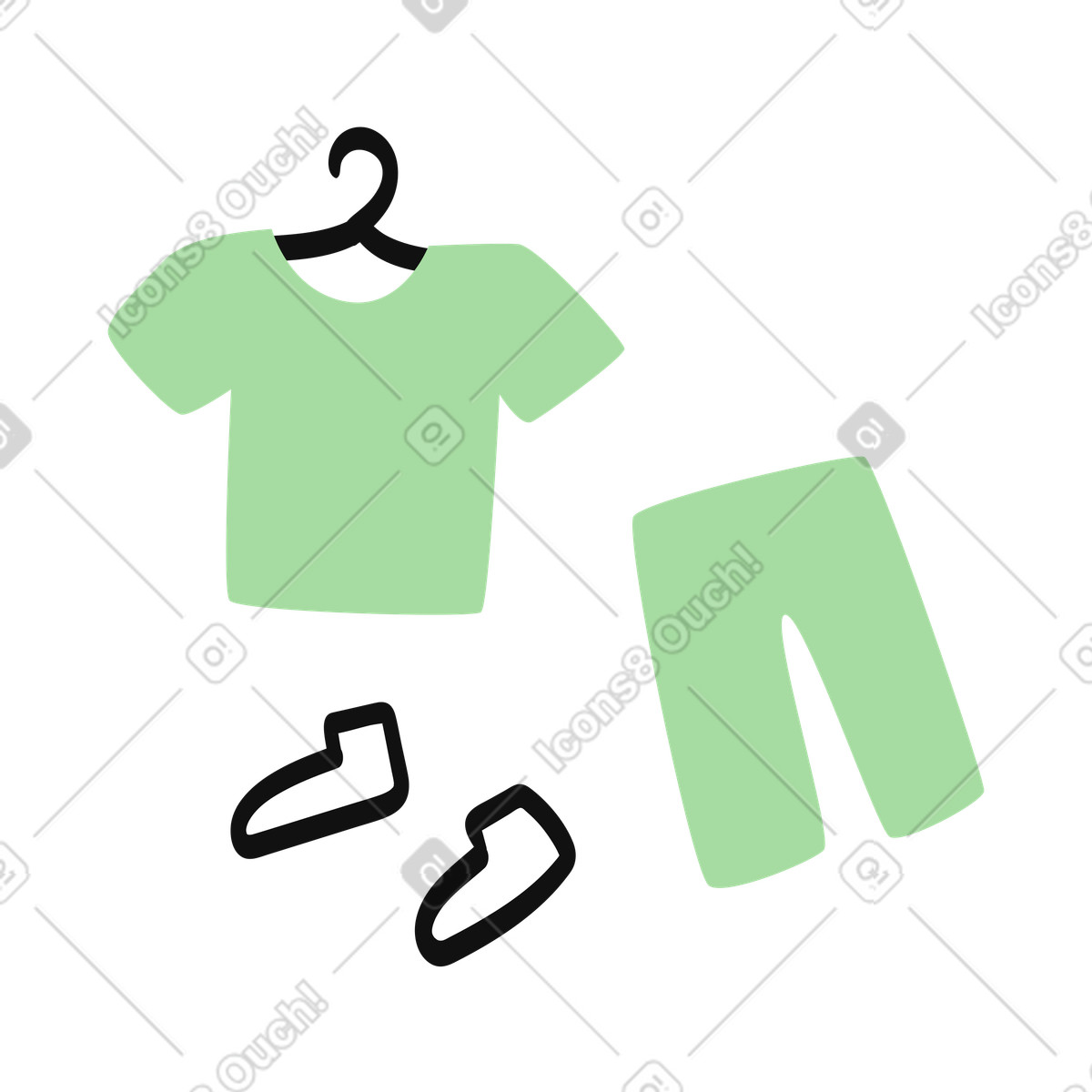 下载 Organic 风格的 Summer clothes combination with casual socks pair 插画，支持 PNG、SVG 格式