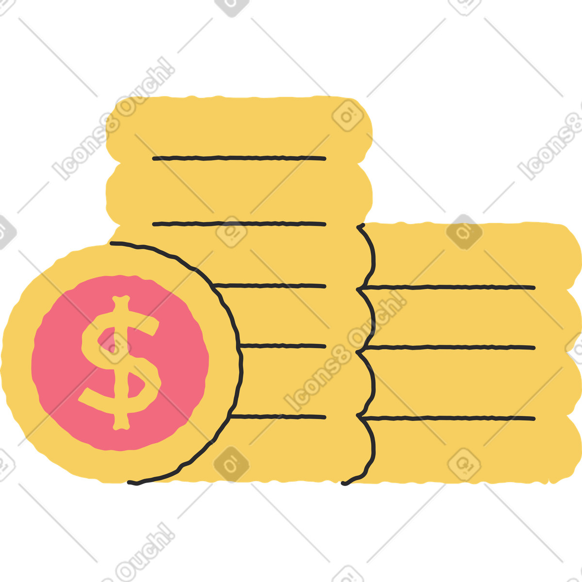 Ilustração de Pilha moedas amarelas em no estilo Pablo para baixar em PNG, SVG