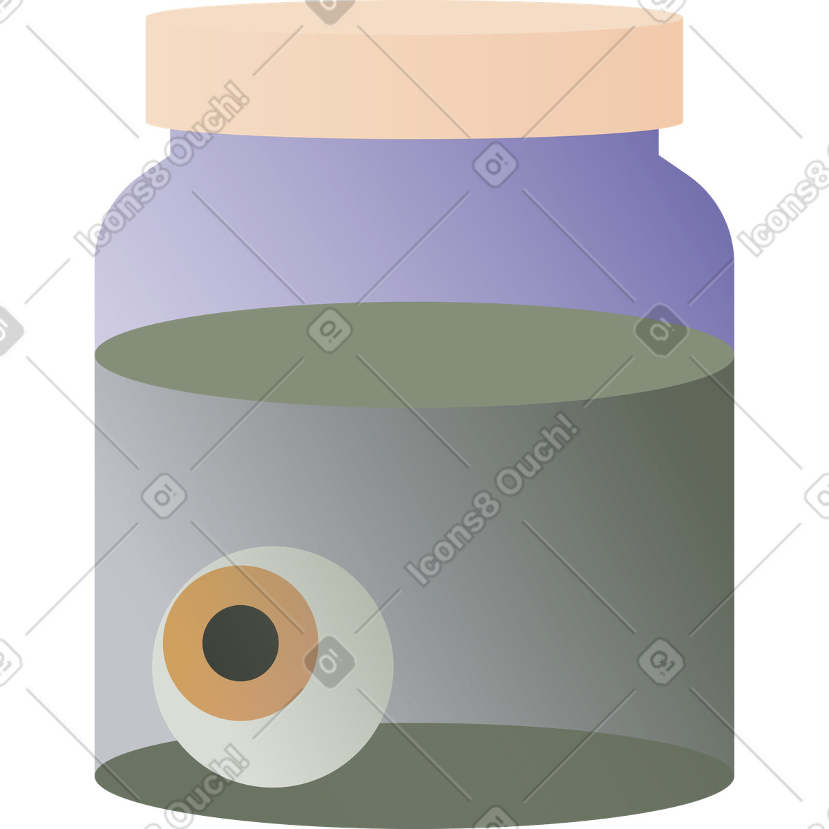Illustration Pot avec un oeil dans le liquide style Coworking à télécharger aux formats PNG, SVG
