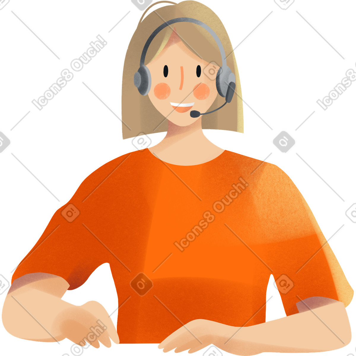 Young woman with headphones-Illustration im Shine-Stil als Download in PNG, SVG