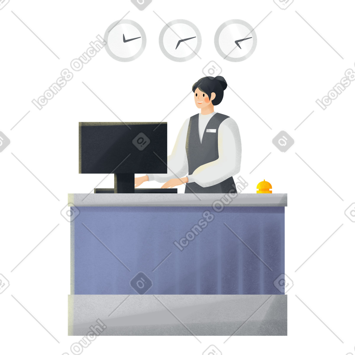 Reception desk in a hotel illustration Shine style download PNG, SVG