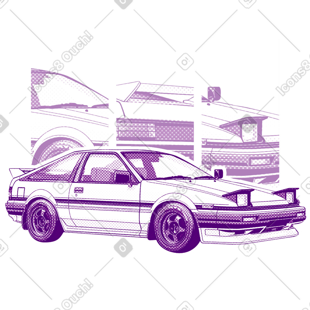 Ilustração de Pôster carro antigo toyota ae em no estilo Halftone para baixar em PNG, SVG