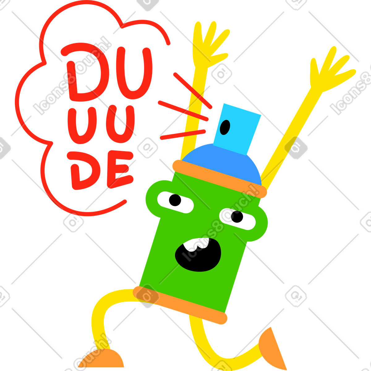 スタイルの Lettering sticker dude aerosol spray text のイラストをPNG、SVG形式でダウンロード