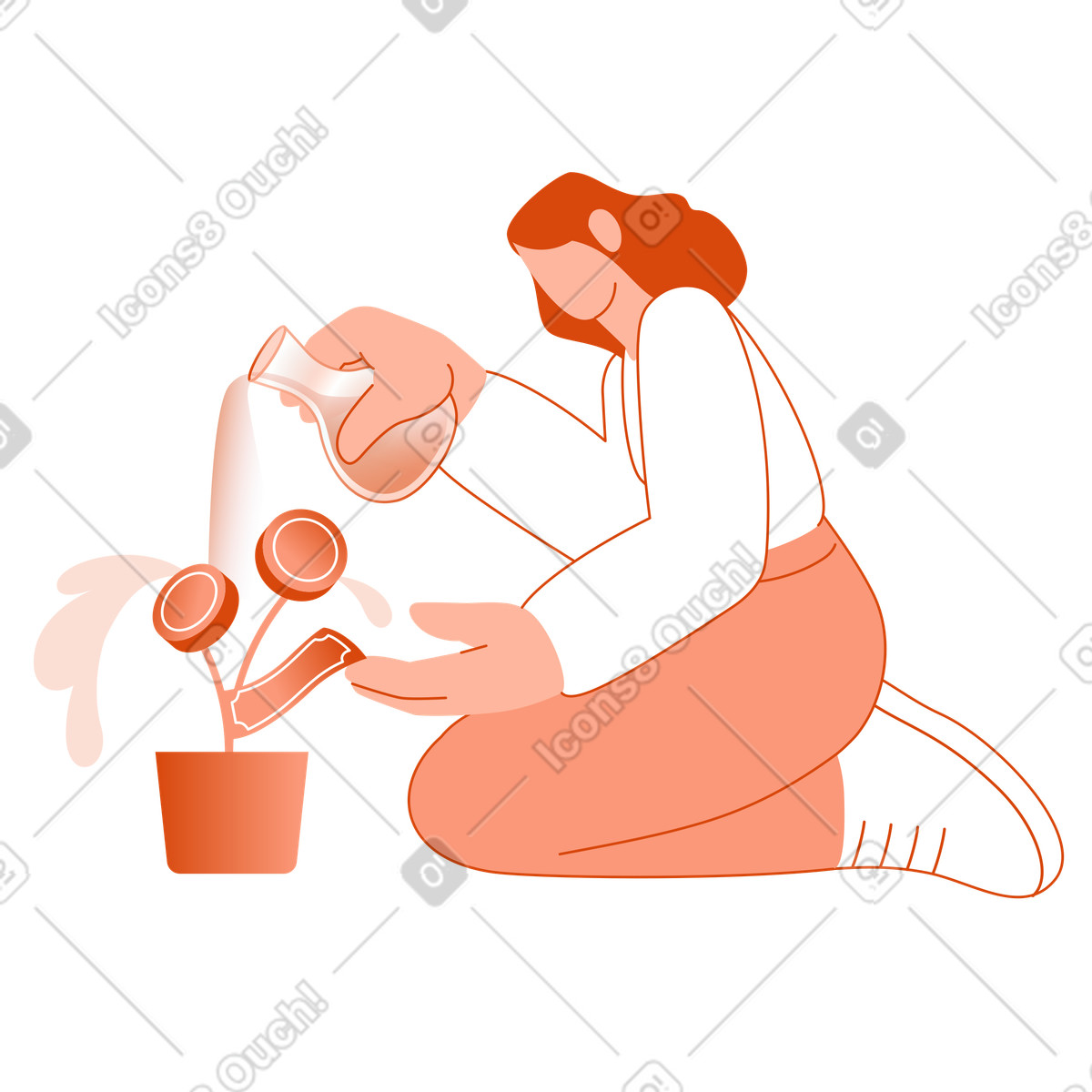 Investor growing symbolic money tree, Passive income or wealth accumulation illustration in PNG, SVG