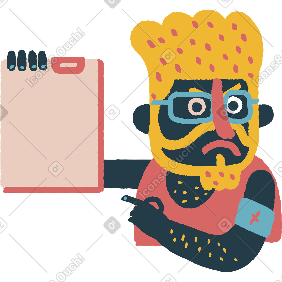 Man pointing at document illustrazione in stile Flamenco scarica in PNG, SVG