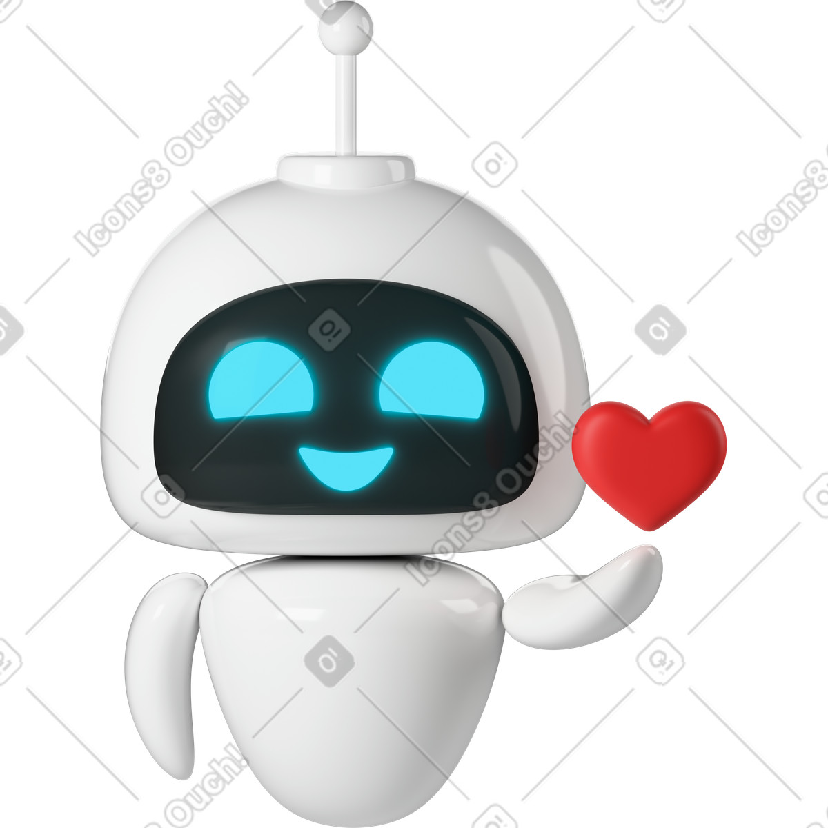 下载 3D Business 风格的 Gpt robot with heart 插画，支持 PNG、SVG 格式