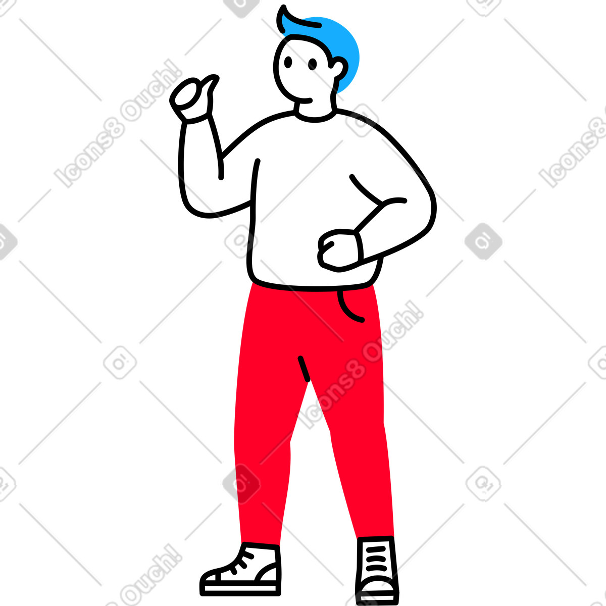 Ilustración El hombre muestra los pulgares hacia arriba en estilo Transistor a descargar en PNG y SVG