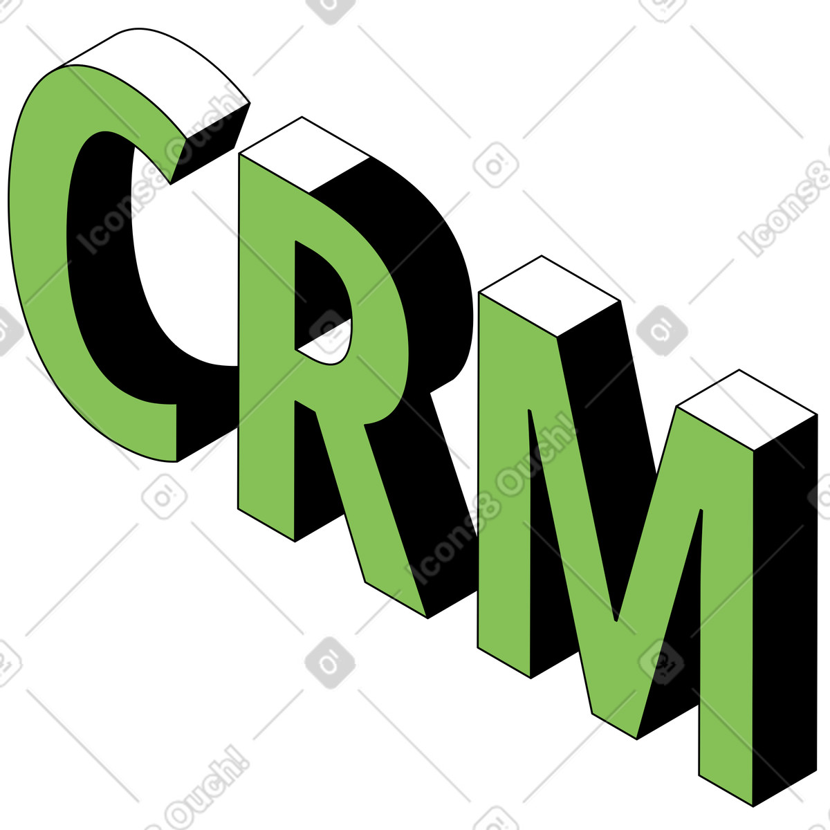 Isometric 스타일의 레터링 crm 텍스트 일러스트레이션 PNG, SVG 다운로드