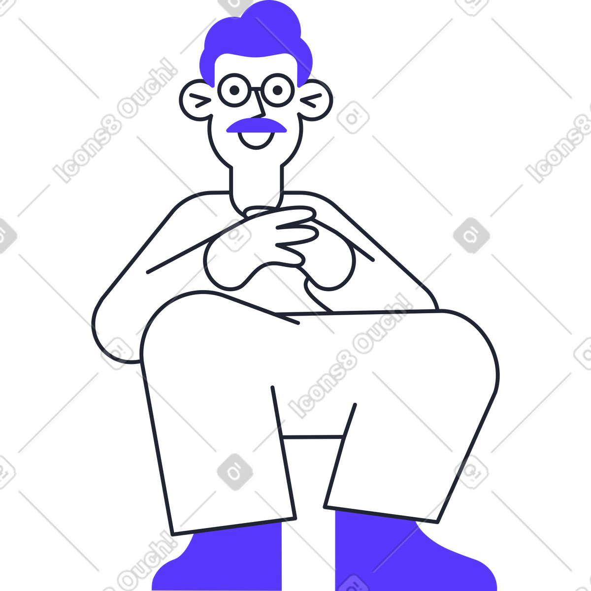 Ilustração de Sentado sorrindo homem em no estilo Pablita para baixar em PNG, SVG