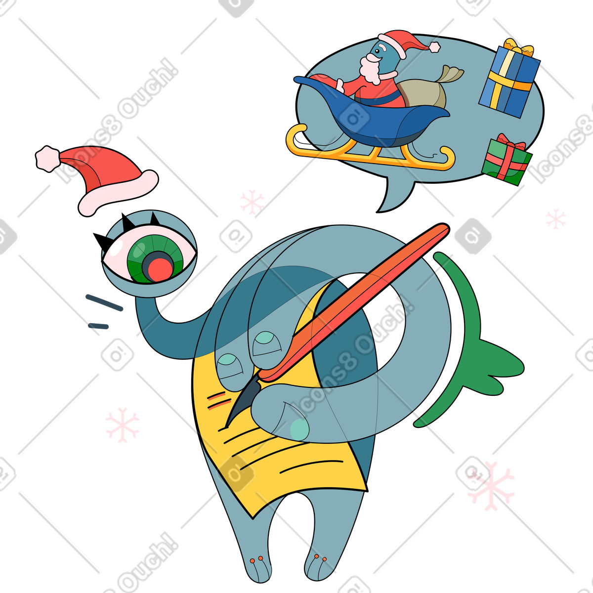 Scrivendo a babbo natale illustrazione in stile Surr scarica in PNG, SVG