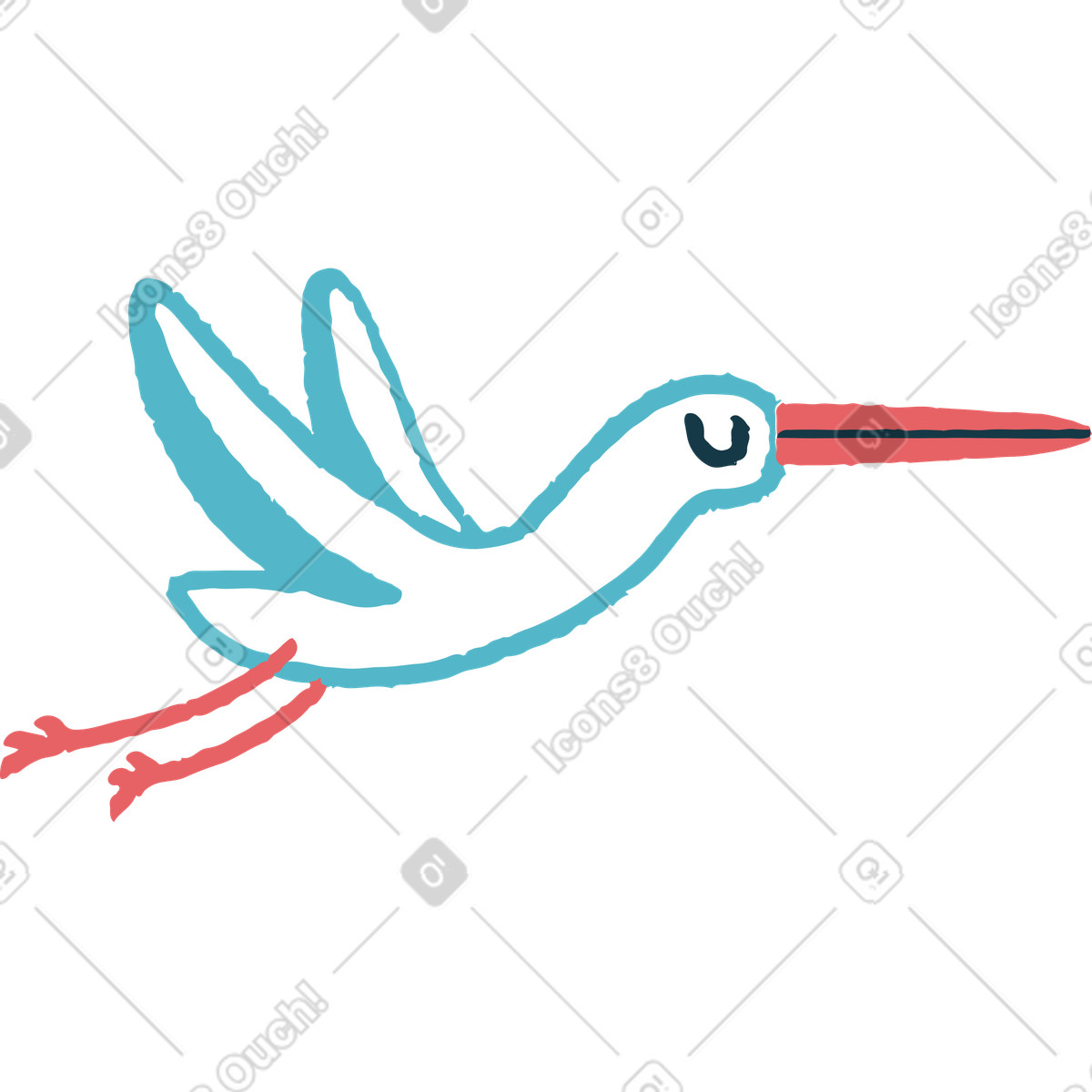 Bird illustration in Flamenco style download in PNG, SVG