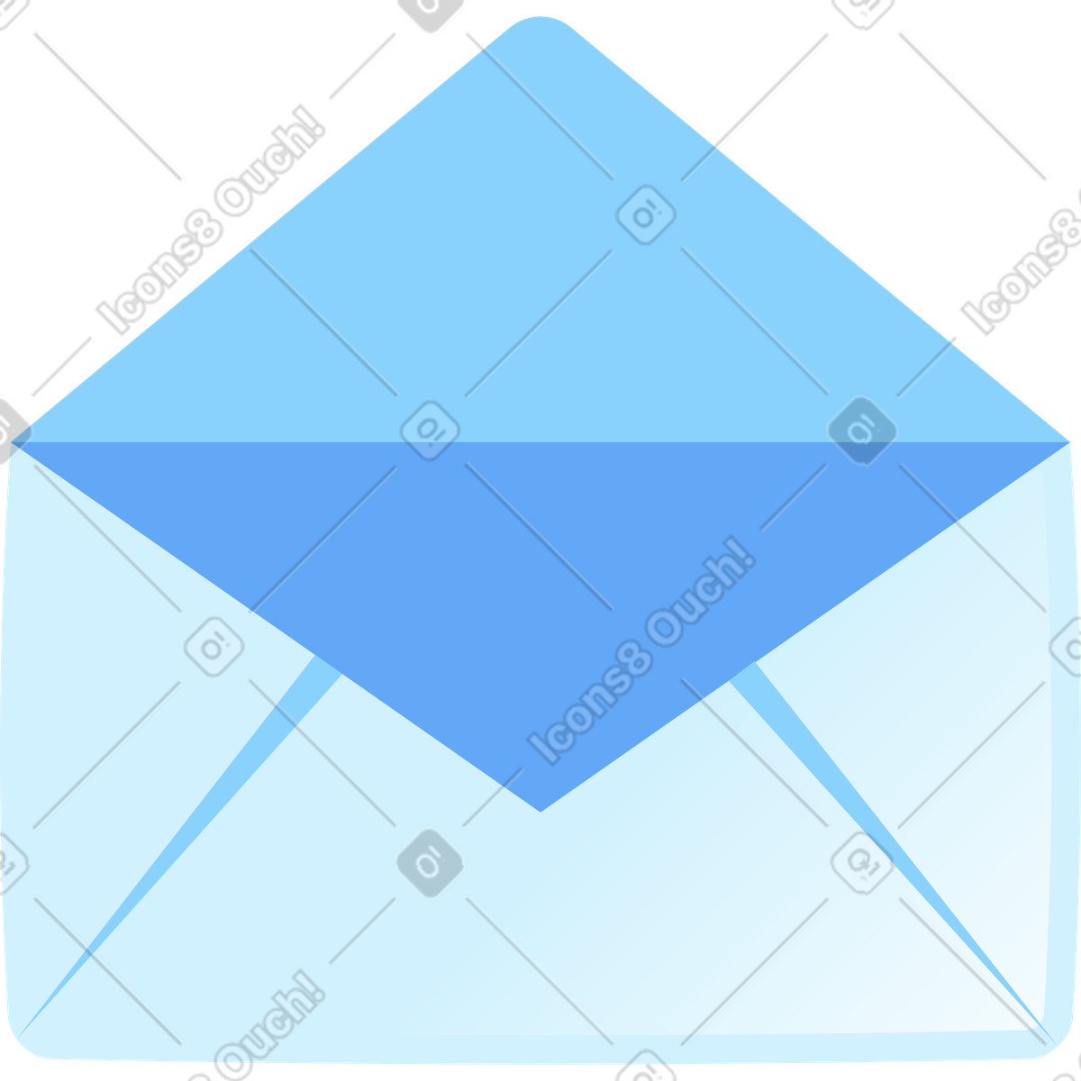 Ilustración Sobre de correo abierto en estilo Glossy a descargar en PNG y SVG