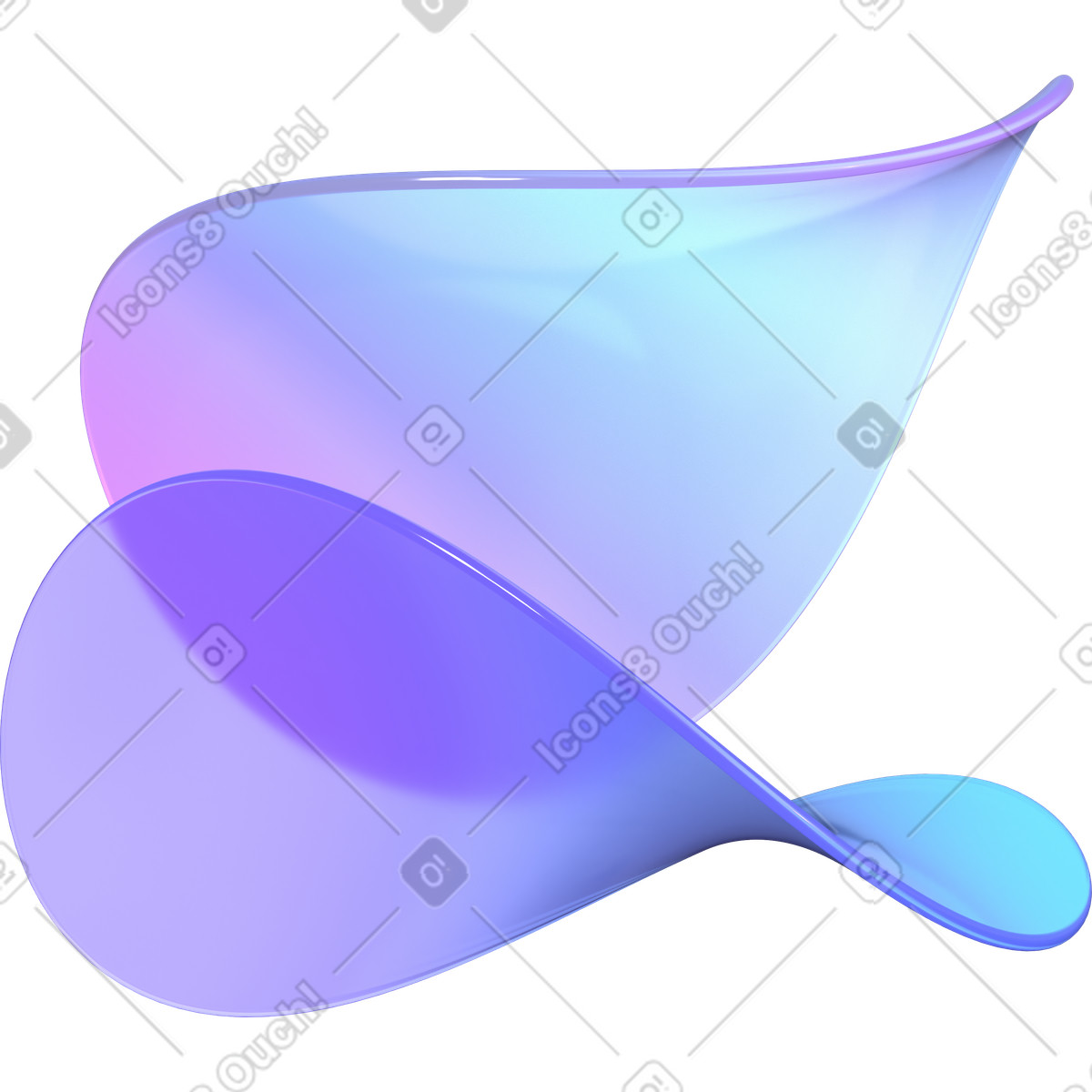 Two deformed thin lenses illustration in 3D Glassy style download in PNG, SVG