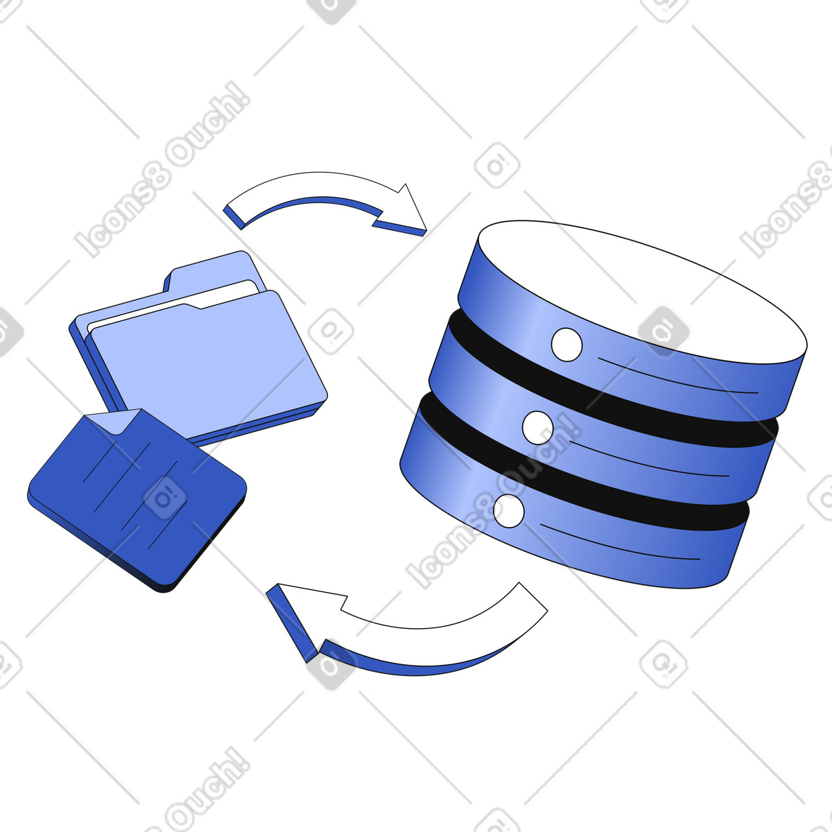 Uploading files to a database illustration in PNG, SVG
