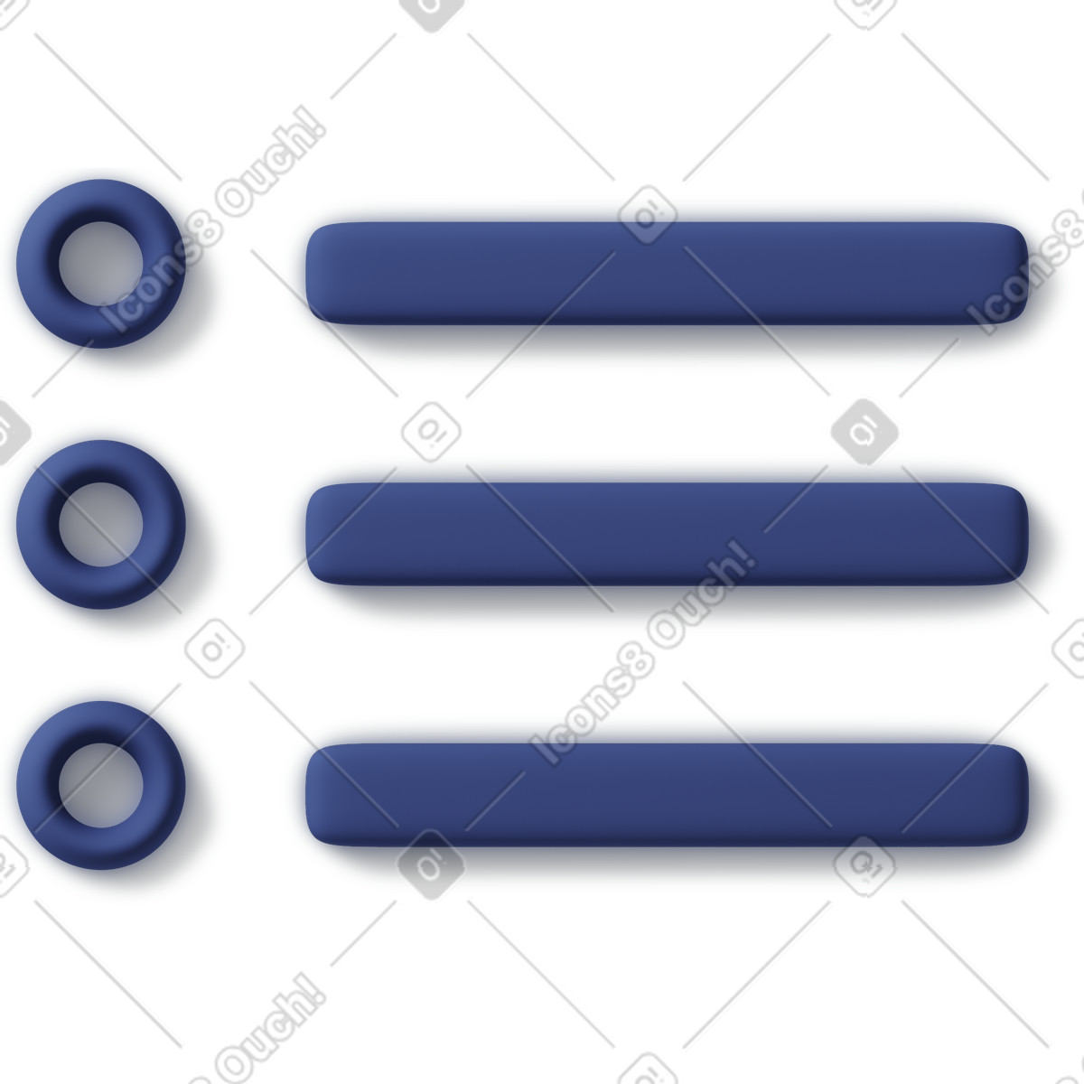 Blue checklist with round items-Illustration im 3D Business-Stil als Download in PNG, SVG