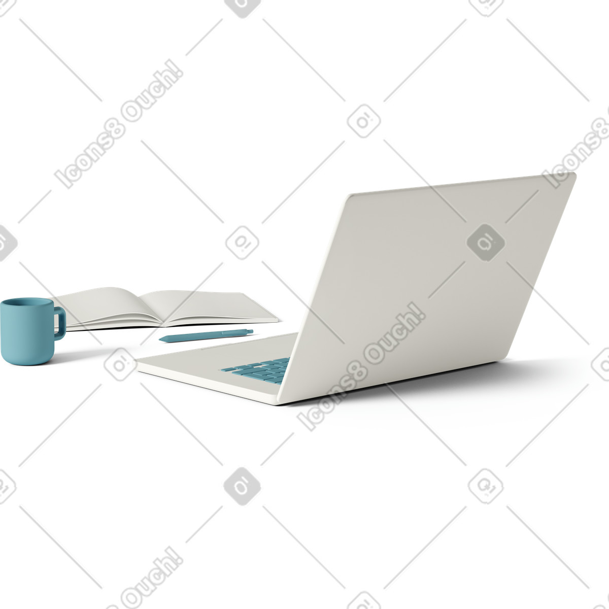 Иллюстрация Book and cup with laptop в стиле 3D Casual life — скачать в форматах PNG, SVG