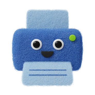 A blue printer with a smiling face - Fuzzy style illustration