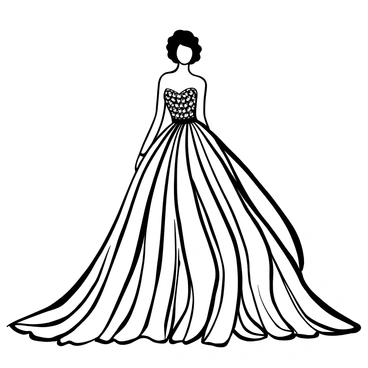 A model standing confidently in a lavish haute couture gown adorned with intricate beadwork. The gown flows elegantly to the floor, with layers and textures that create a sense of movement. The beadwork glistens in the light, showcasing detailed patterns that trace along the fabric. The model's silhouette is highlighted against a simple backdrop, emphasizing the gown's dramatic train and overall design.