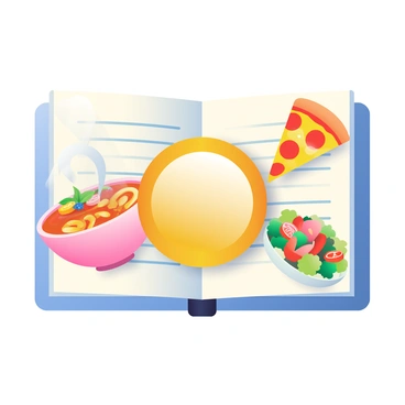 A menu icon opening up to reveal delicious food illustrations