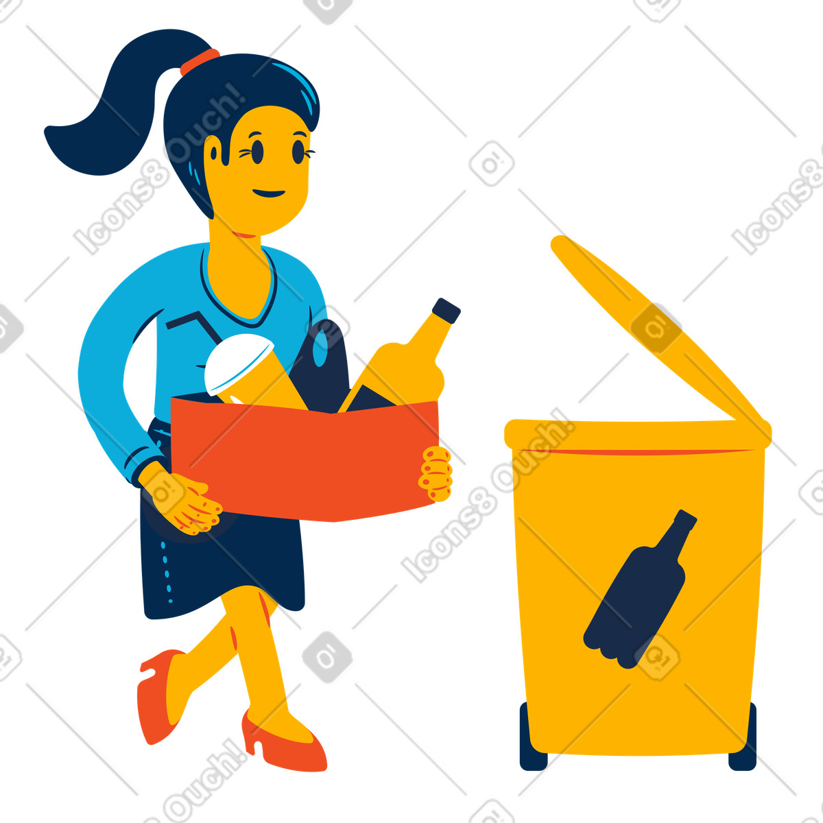 Illustration Tri des déchets plastiques dans le style Flame à télécharger aux formats PNG, SVG
