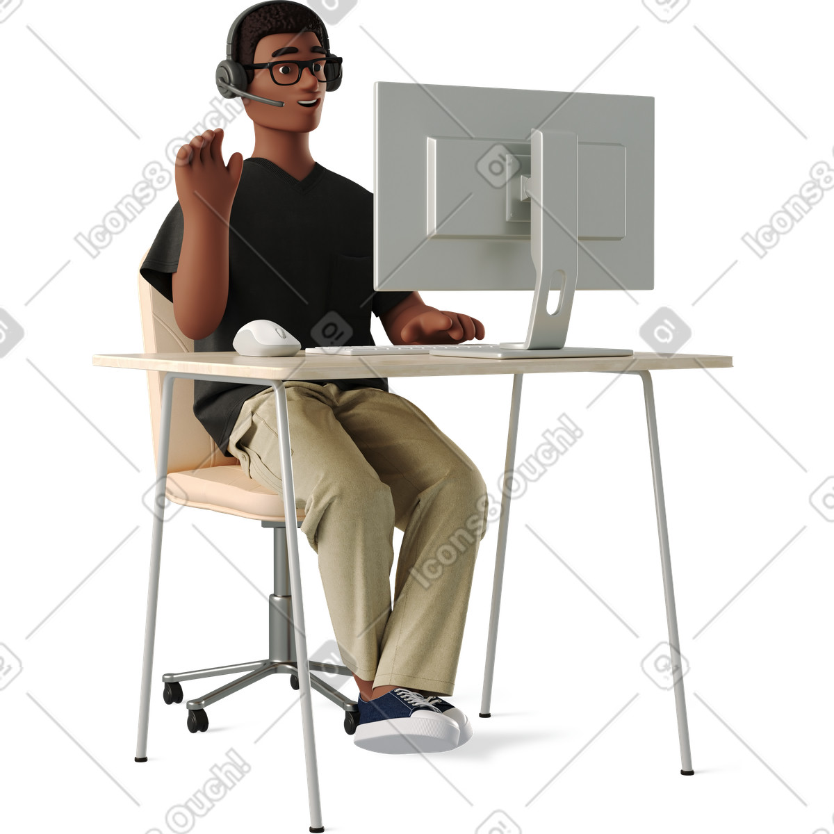 Man talking online illustration clipart vector graphics showcasing communication