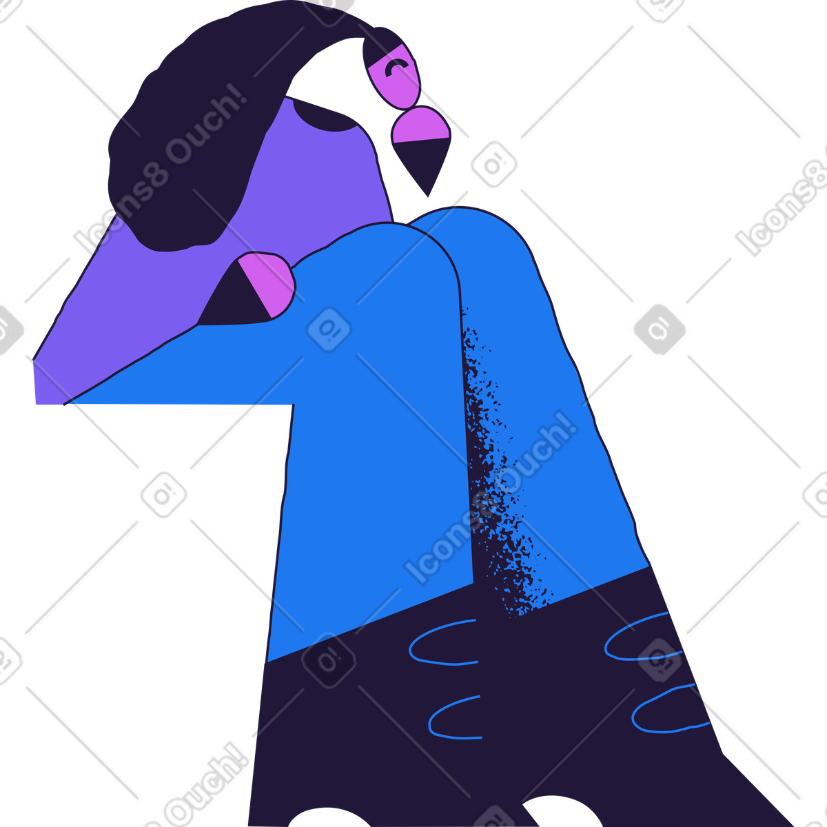 Persona seduta illustrazione in stile Conifer scarica in PNG, SVG