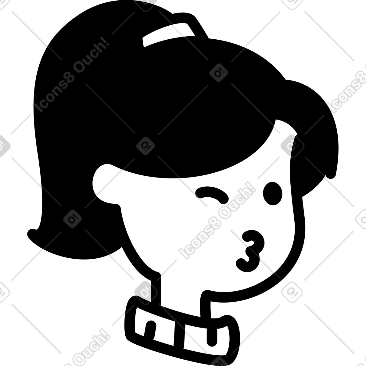 Profile woman head with short hair and playful expression-Illustration im Notion Line Art-Stil als Download in PNG, SVG