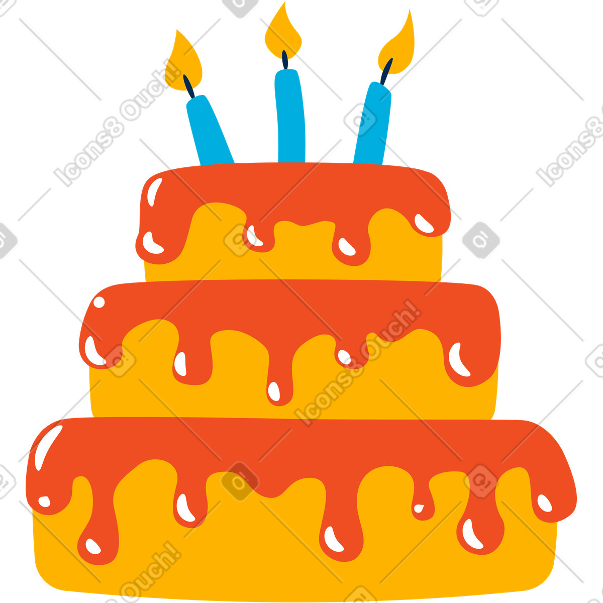 下载 Flame 风格的 点着蜡烛的蛋糕 插画，支持 PNG、SVG 格式