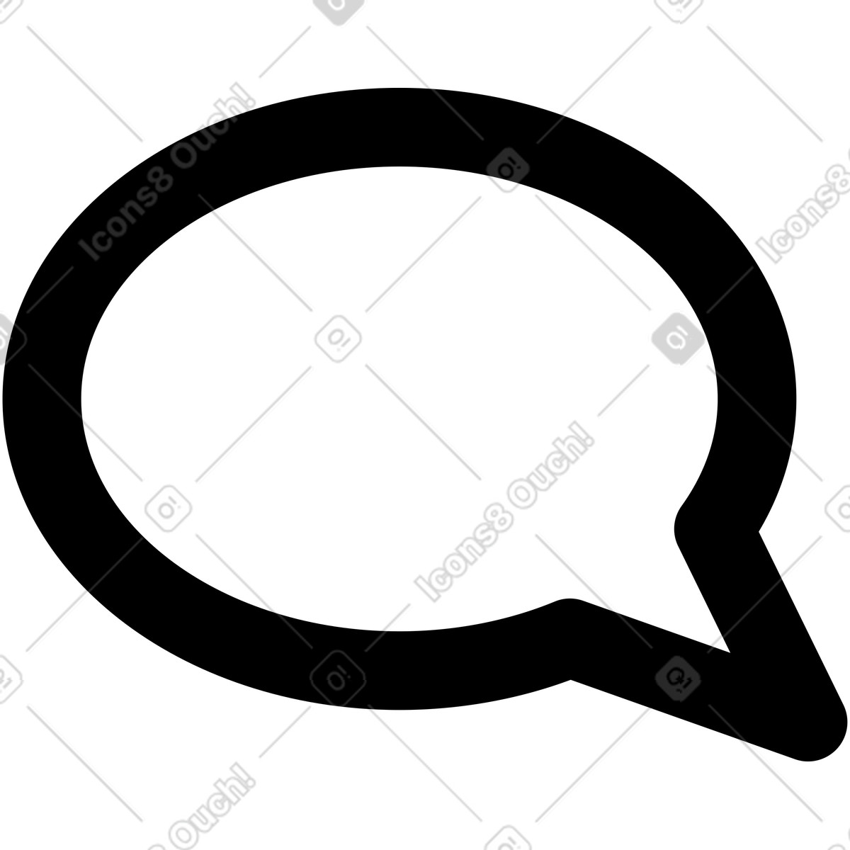 Speech bubble blank oval shape with pointed tail silhouette illustrazione in stile Notion Line Art scarica in PNG, SVG