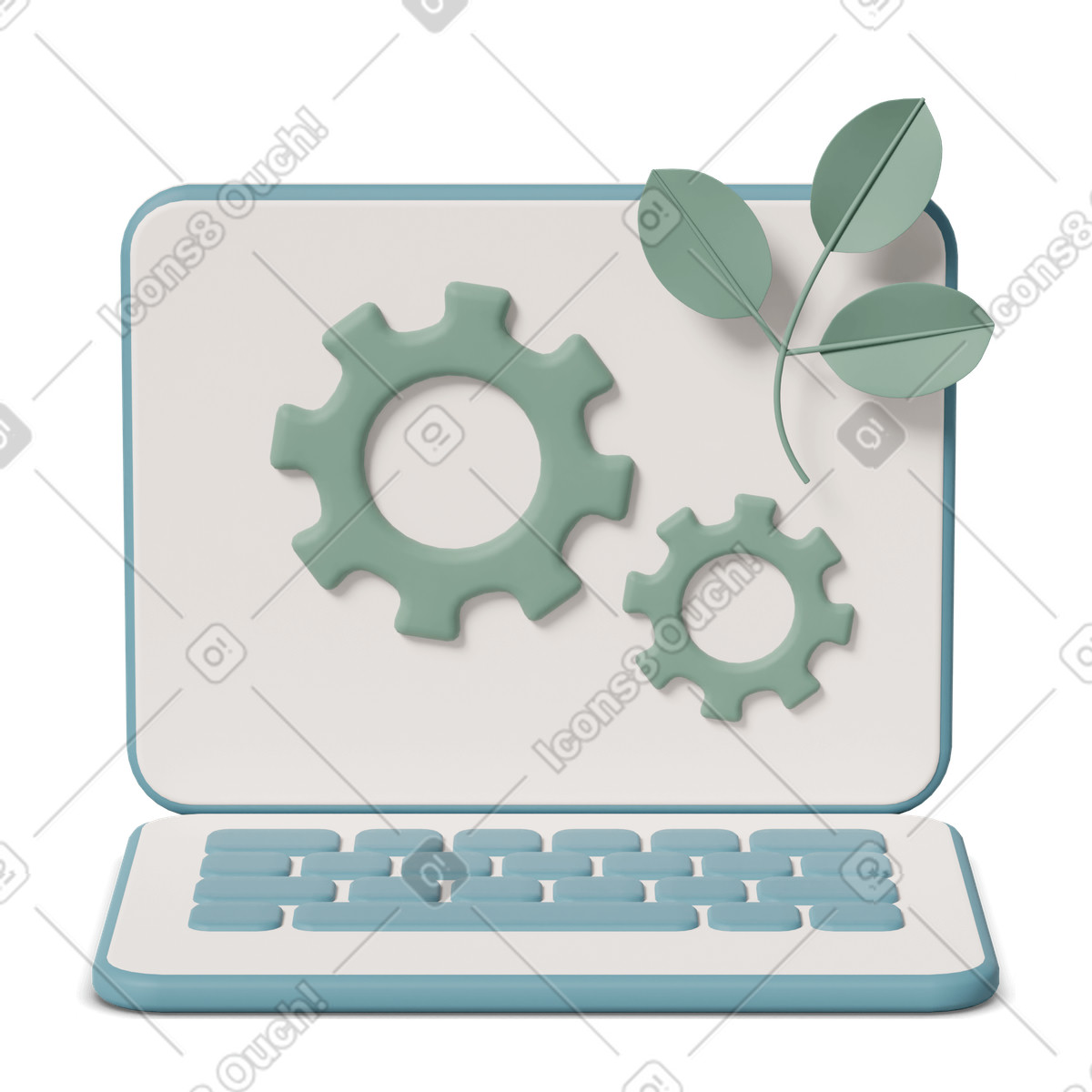 Laptop greentech illustration in 3D Casual life style download in PNG, SVG