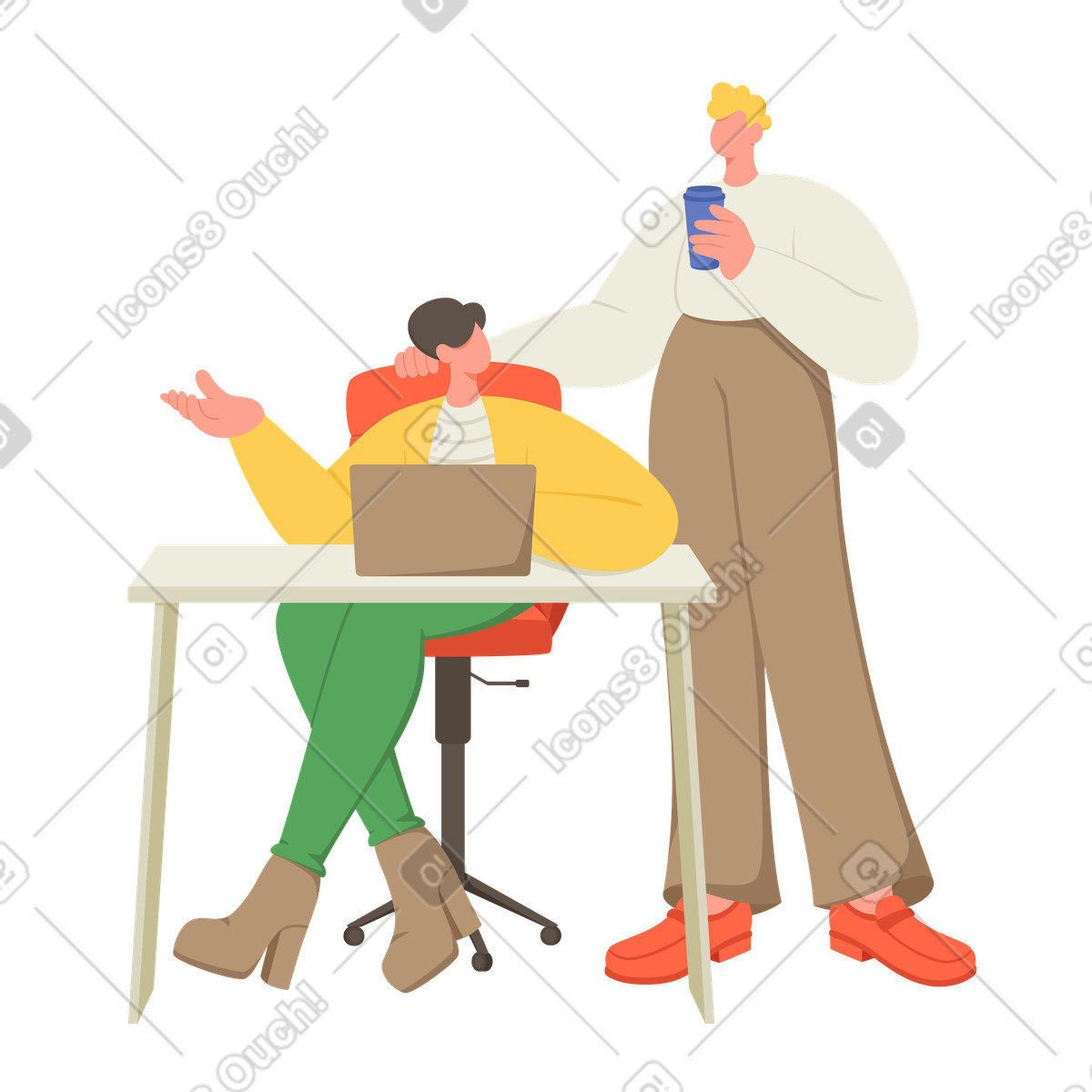 Mitarbeiterteam beim mittagessen-Illustration im Social-Stil als Download in PNG, SVG