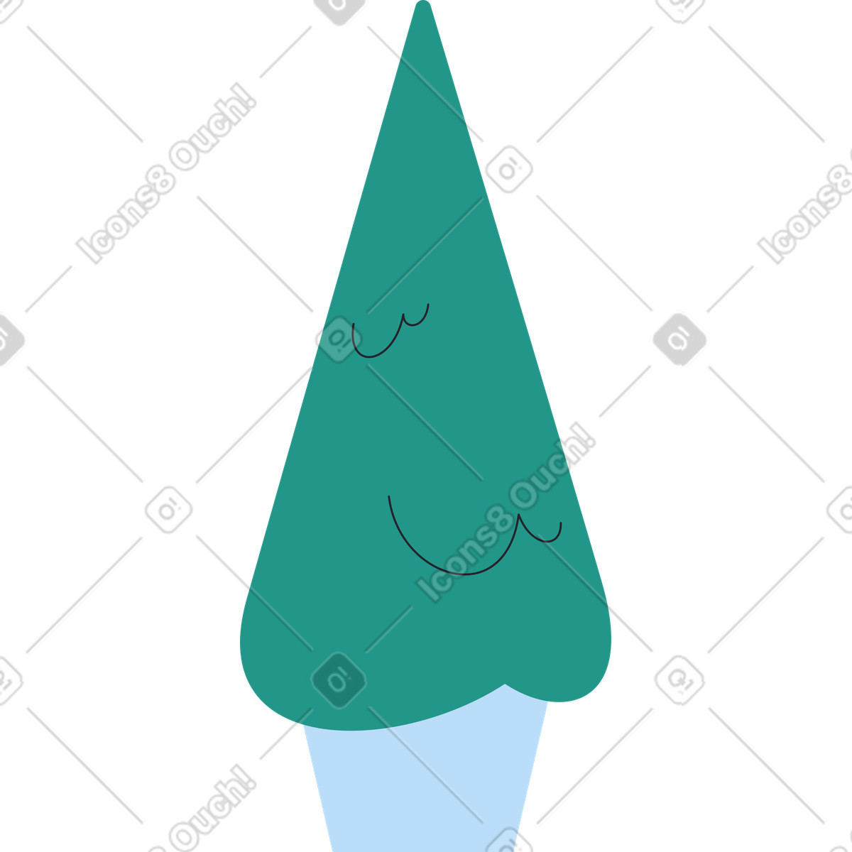 Boba スタイルの ポットの緑の茂み のイラストをPNG、SVG形式でダウンロード