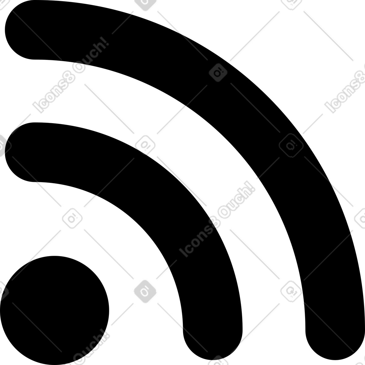 Three black wave lines from wi-fi illustration in Transistor style download in PNG, SVG