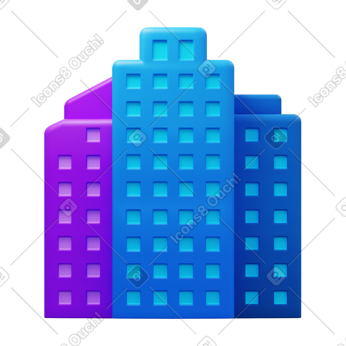 Skyscrapers-Illustration im 3D Fluency-Stil als Download in PNG, SVG