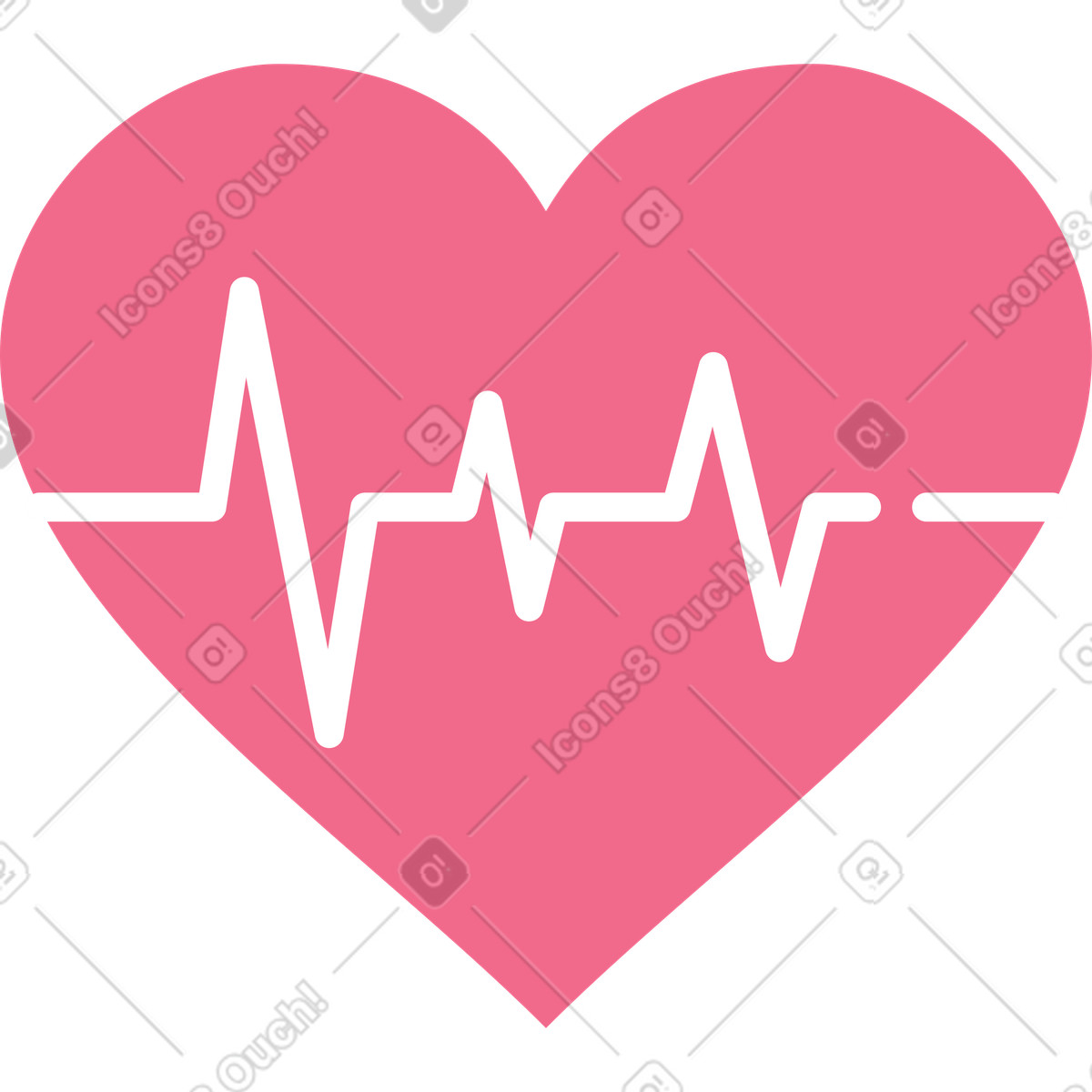 Ilustração de Coração com eletrocardiograma em no estilo Juicy para baixar em PNG, SVG