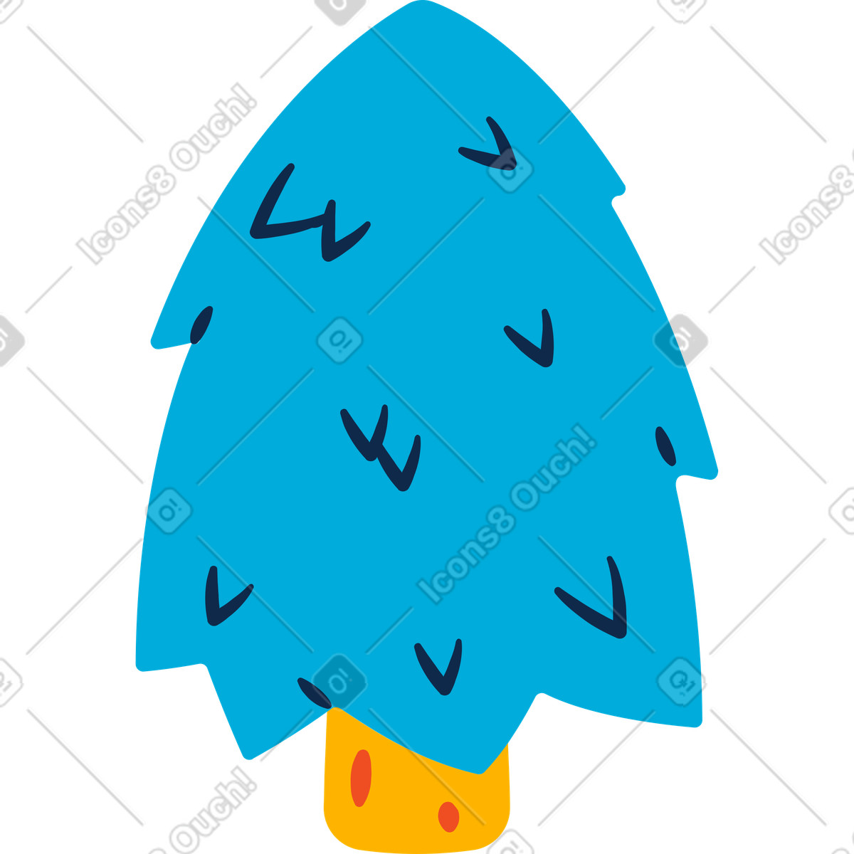 Pine tree illustration in Flame style download in PNG, SVG