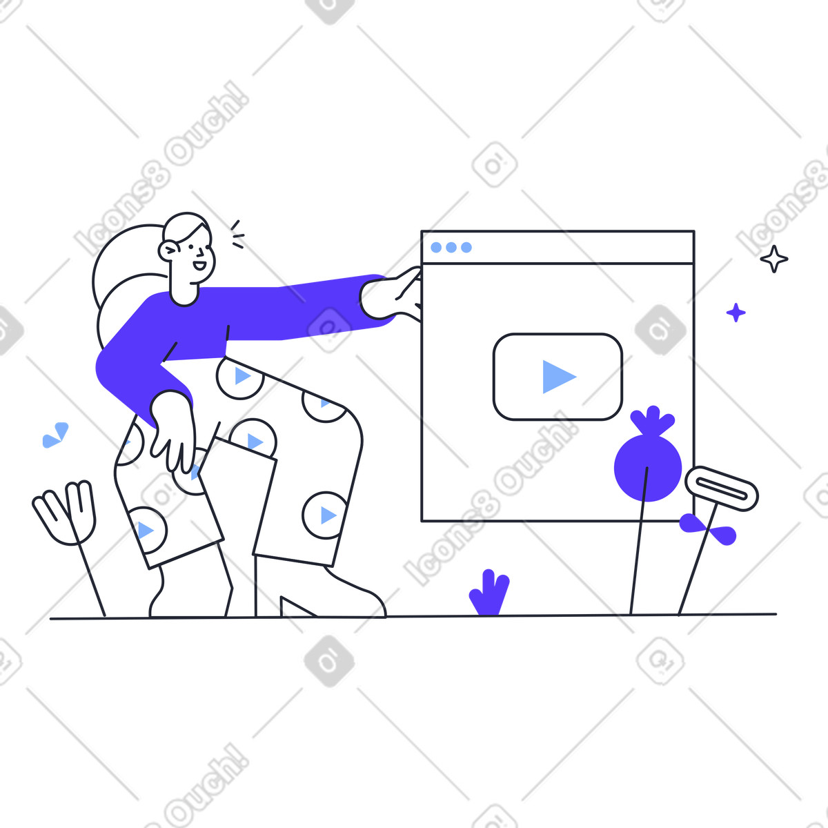 Иллюстрация Смотрим youtube в стиле Pablita — скачать в форматах PNG, SVG
