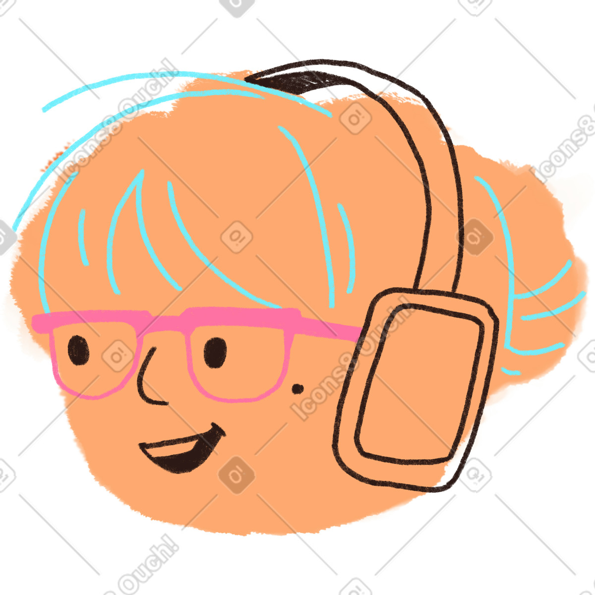 Blobby スタイルの Young woman with headphones のイラストをPNG、SVG形式でダウンロード