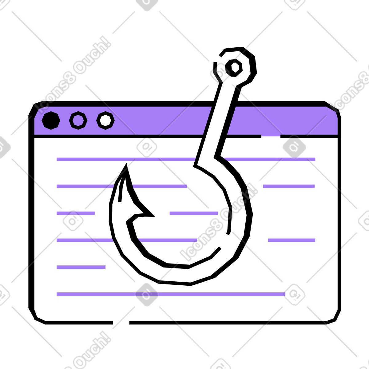 Sito web dannoso con un gancio di phishing illustrazione in stile Amethyst scarica in PNG, SVG