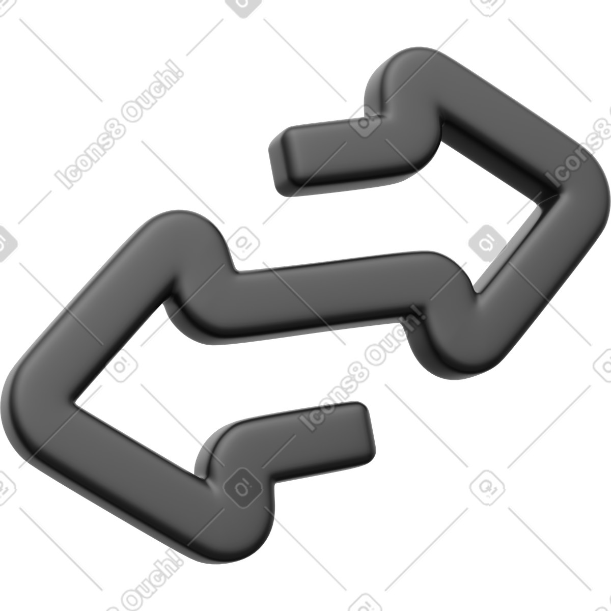 Illustration Exchange arrows, swap direction symbol, transfer icon black dans le style 3D Playful à télécharger aux formats PNG, SVG