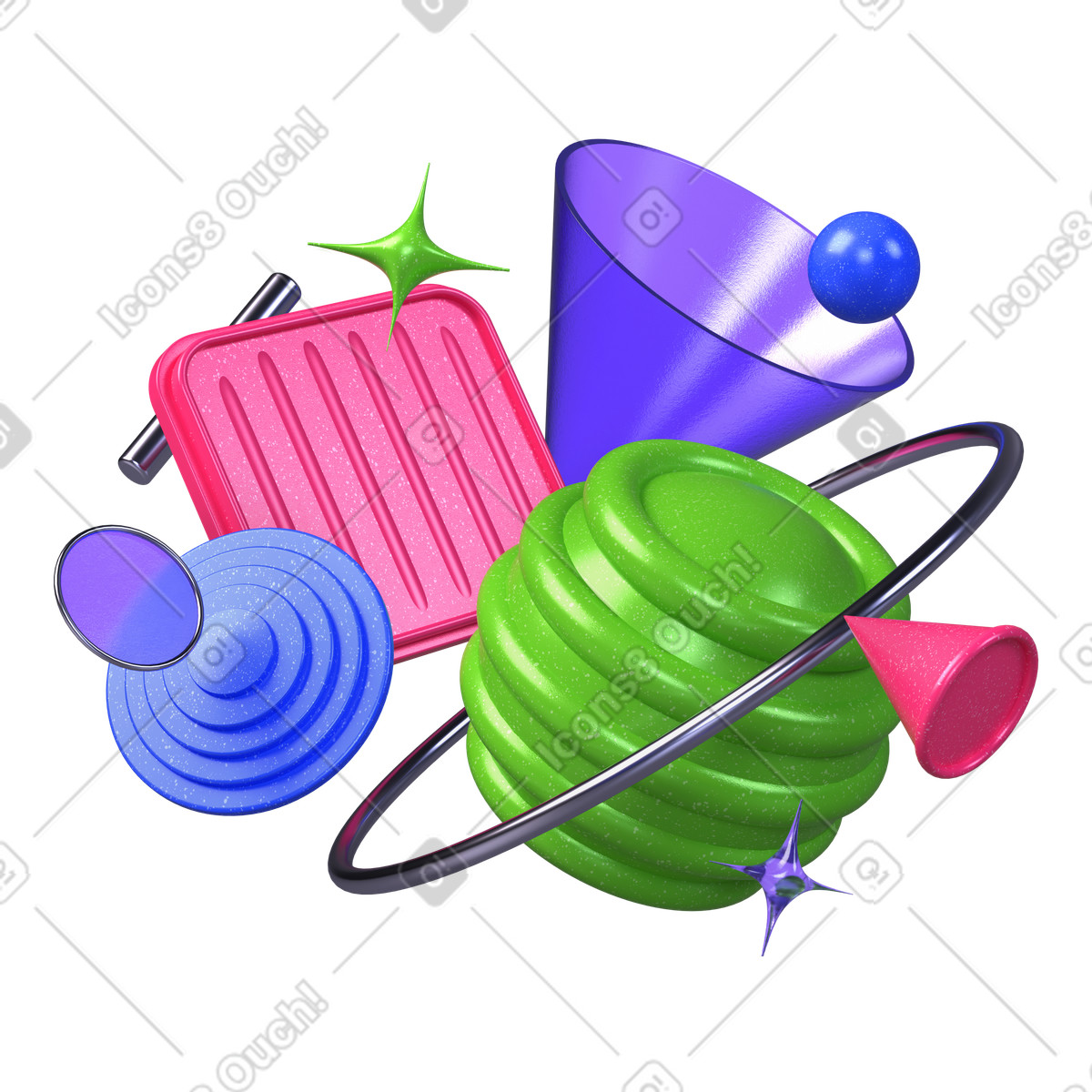 Abstract composition with different shapes-Illustration im 3D Boost-Stil als Download in PNG, SVG