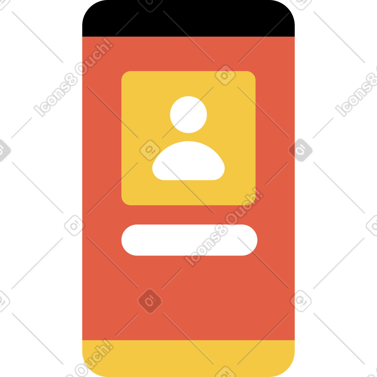 Telefono cellulare con l'icona della persona illustrazione in stile Flat scarica in PNG, SVG