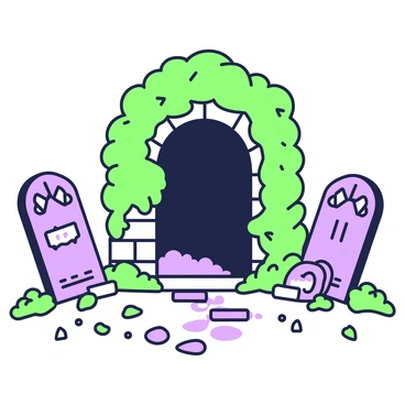 A spooky crypt entrance is situated in an ancient graveyard. The entrance is framed by thick ivy that drapes over the stone archway, creating an eerie atmosphere. On either side of the crypt, several old gravestones lean awkwardly, their surfaces covered with lichen and intricate carvings of angels and skulls. The ground is uneven, with scattered leaves and small stones leading up to the entrance. A faint mist clings to the ground, adding to the mysterious and haunting feel of the scene.